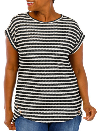 Thumbnail 1: ABOVE & BEYOND Women's Plus Short Sleeve Knit Button Hem Top 