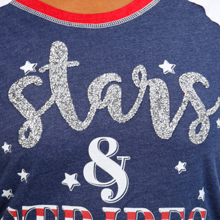 Thumbnail 2: Sable Sky Plus Short Sleeve Stars & Stripes Top 