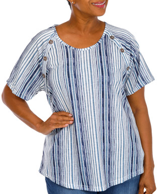 Thumbnail 1: Anneliese Plus Short Sleeve Shoulder Button Top 