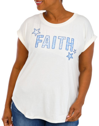 Thumbnail 1: Tru Self Plus Short Sleeve Embroidered Faith Top 