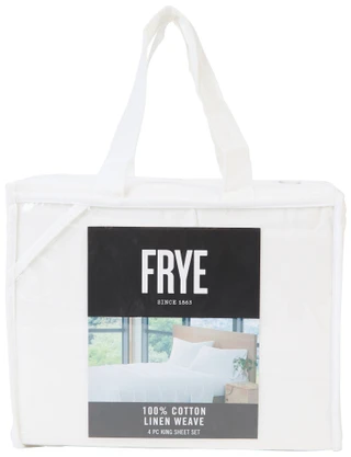 Thumbnail 1: FRYE King 4 Pc Cotton Linen Weave Sheet Set 