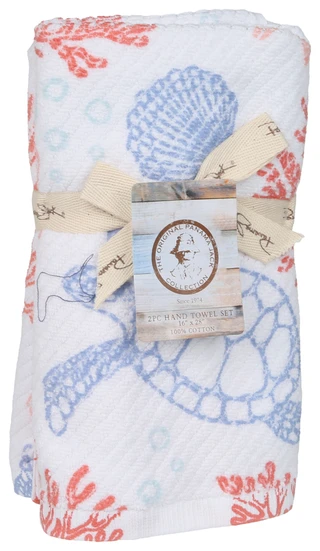 Thumbnail 1: Panama Jack 2 Pk Coastal Turtle Cotton Hand Towels 