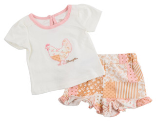 Thumbnail 1: Wrangler Baby Girls 2 Pc Short Sleeve Top and Shorts Set 
