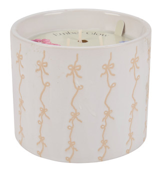 Thumbnail 1: Ember Glow 18 oz Ribbon Magnolia Bloom Scented 3 Wick Candle 