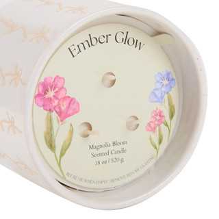 Thumbnail 2: Ember Glow 18 oz Ribbon Magnolia Bloom Scented 3 Wick Candle 