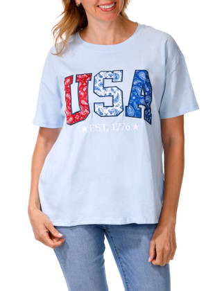 Thumbnail 3: No Comment Juniors Americana Graphic Tee with Stickers 
