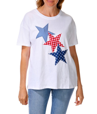 Thumbnail 4: No Comment Juniors Americana Graphic Tee with Stickers 