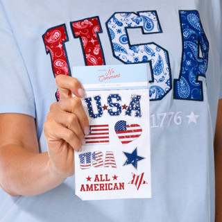 Thumbnail 4: No Comment Juniors Americana Graphic Tee with Stickers 