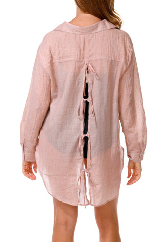 Thumbnail 2: Dotti Women's Long Sleeve Button Front Swim Cover Up 