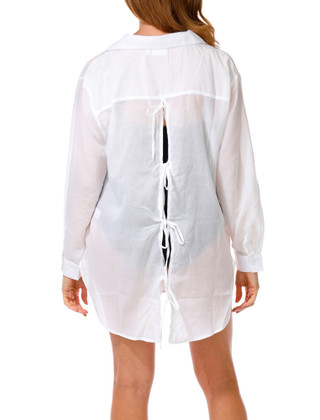 Thumbnail 2: Dotti Women's Long Sleeve Button Front Swim Cover Up 