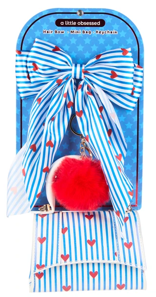 Thumbnail 1: A little obsessed 3 Pc Americana Hair Bow, Mini Bag & Keychain  