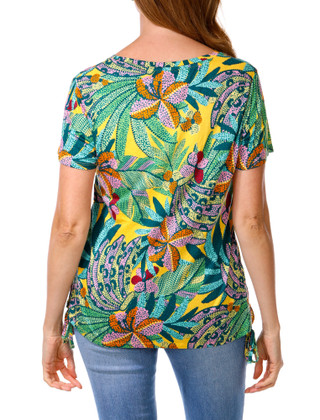 Thumbnail 2: Caribbean Joe Women's Short Sleeve Ruched Side Top 