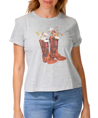 Thumbnail 1: Jessica Simpson Petite Floral Cowgirl Boot Graphic Top 