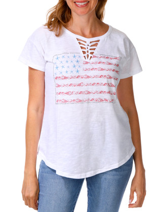 Thumbnail 1: Sable Sky Women's Lattice Neck Top 