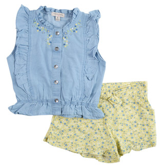Thumbnail 1: Nanette Lepore Little Girls 2 Pc Button Down Top and Shorts Set 