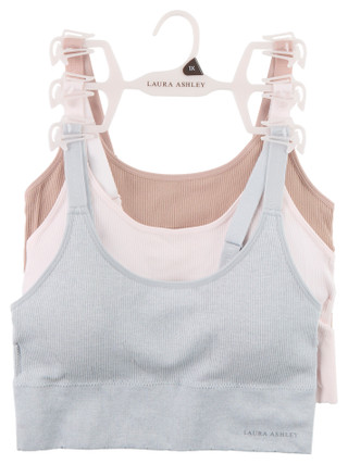 Thumbnail 1: Laura Ashley Plus 3 Pk Seamless Ribbed Lounge Bralettes 