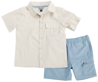 Thumbnail 1: Hunter Little Boys 2 Pc Short Sleeve Woven Shirt Short Set 