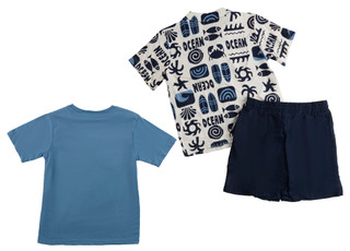 Thumbnail 2: Stitch & Stone Little Boys 3 Pc Shirt & Shorts Set 