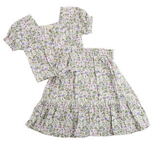 Thumbnail 1: Jessica Simpson Little Girls 2 Pc Tie Front Top & Maxi Skirt Set 
