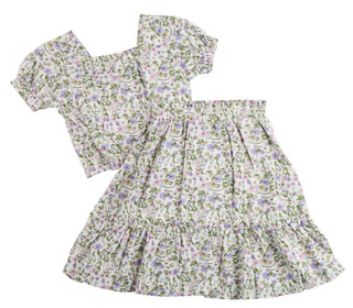 Thumbnail 2: Jessica Simpson Little Girls 2 Pc Tie Front Top & Maxi Skirt Set 
