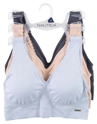 Thumbnail 1: Nautica Plus 3 Pk Seamless Lace Trim Lounge Bralettes 