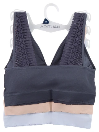Thumbnail 2: Nautica Plus 3 Pk Seamless Lace Trim Lounge Bralettes 