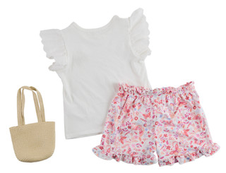 Thumbnail 2: B TWEEN Little Girls 2 Pc Ribbed Top & Print Shorts Set 
