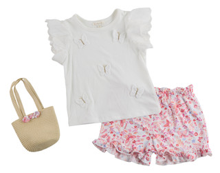 Thumbnail 1: B TWEEN Little Girls 2 Pc Ribbed Top & Print Shorts Set 