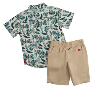 Thumbnail 2: Wrangler Little Boys 2 Pc Print Button Down Shirt & Shorts Set 