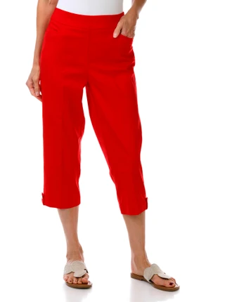 Thumbnail 1: Coral Bay Women's Solid Gold Shell Hem Capris 