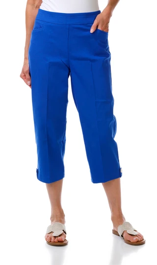 Thumbnail 1: Coral Bay Women's Solid Gold Shell Hem Capris 