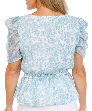 Thumbnail 2: 1 STATE Women's Short Sleeve V Neck Tied Waist Top 