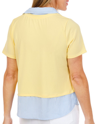 Thumbnail 2: RIO & RIAN Women's Short Sleeve Layered Collared Top 