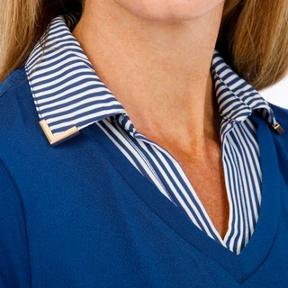 Thumbnail 3: RIO & RIAN Women's Short Sleeve Layered Collared Top 
