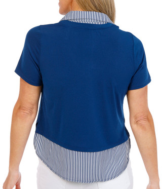 Thumbnail 4: RIO & RIAN Women's Short Sleeve Layered Collared Top 