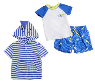 Thumbnail 1: BCOOL Toddler Boys 3 Pc Rash Guard Swim Set 