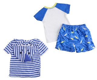 Thumbnail 2: BCOOL Toddler Boys 3 Pc Rash Guard Swim Set 