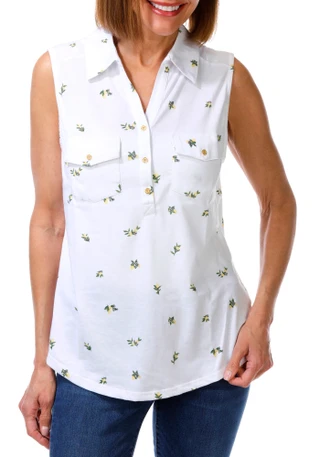 Thumbnail 1: Emily Daniels Women's Sleeveless Polo Top 