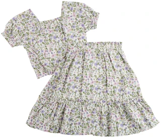 Thumbnail 2: Jessica Simpson Big Girls 2 Pc Tie Front Top & Maxi Skirt Set 