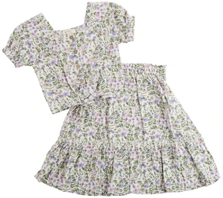 Thumbnail 1: Jessica Simpson Big Girls 2 Pc Tie Front Top & Maxi Skirt Set 