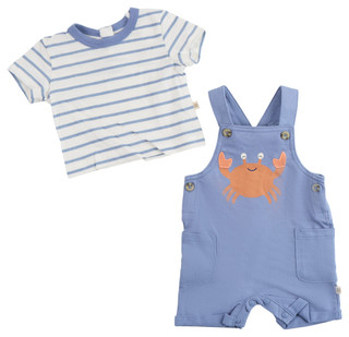 Thumbnail 2: HUGGIES Baby Boys 2 Pc Organic Cotton Tee & Romper Set 
