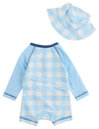 Thumbnail 5: Mud Pie Baby Boys 2 Pc Long Sleeve Rash Guard Romper & Hat 