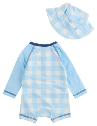Thumbnail 3: Mud Pie Baby Boys 2 Pc Long Sleeve Rash Guard Romper & Hat 