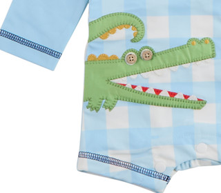 Thumbnail 4: Mud Pie Baby Boys 2 Pc Long Sleeve Rash Guard Romper & Hat 
