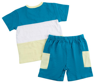 Thumbnail 2: PL KIDS Toddler Boys 2 Pc Colorblock Tee & Shorts 