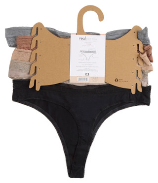 Thumbnail 2: Real Women's 5 Pk Organic Cotton Thongs 