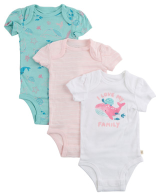 Thumbnail 1: HUGGIES Baby Girls 3 Pc Organic Cotton Bodysuits 