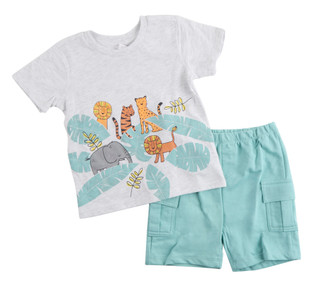 Thumbnail 1: PL KIDS Toddler Boys 2 Pc Graphic Tee & Shorts Set 