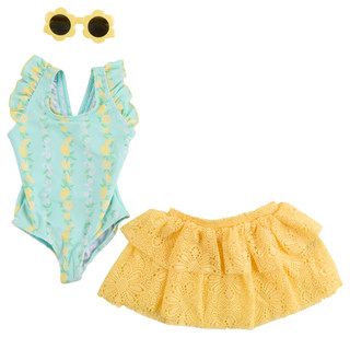 Thumbnail 1: Btween Toddler Girls 3 Pc Swimsuit, Skirt & Sunglasses Set 