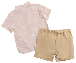 Thumbnail 3: PL KIDS Toddler Boys 2 Pc Button Front Shirt & Shorts Set 